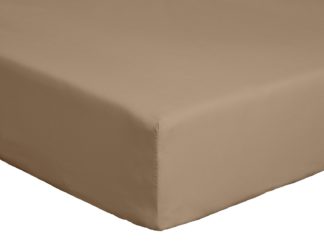 An Image of Habitat Cotton Rich Taupe Fitted Sheet - King size