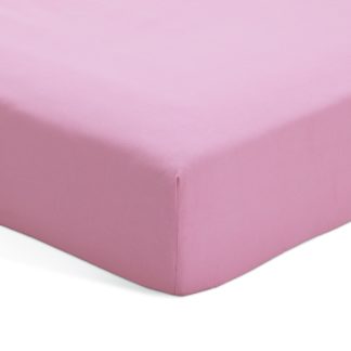 An Image of Habitat Polycotton Pink Fitted Sheet - Single