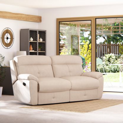 An Image of Abbotsbury 3 Seater Manual Recliner Sofa Chenille Sand