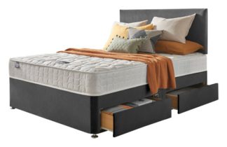 An Image of Silentnight Travis Double 4 Drawer Divan Bed - Charcoal