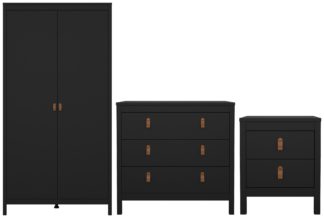 An Image of Tvilum Madrid 3 Piece 2 Wardrobe Set - Black