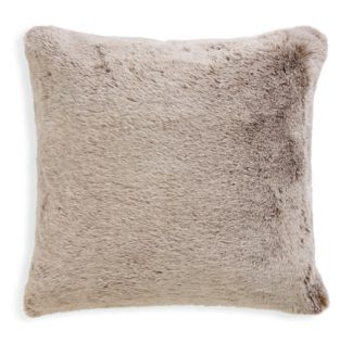 An Image of Habitat Fur Tipped Cushion - Brown - 43x43cm