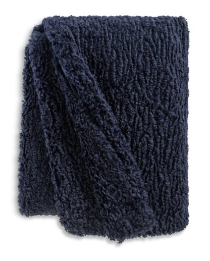 An Image of Habitat Shearling Throw - Navy - 125X150cm