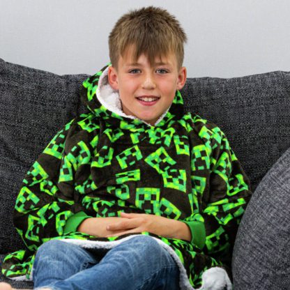 An Image of Hugzee Minecraft Fleece Hooded Blanket - Medium