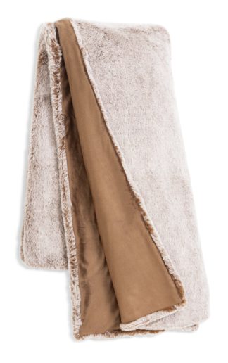 An Image of Habitat Fur Tipped Throw - Brown -125x150cm