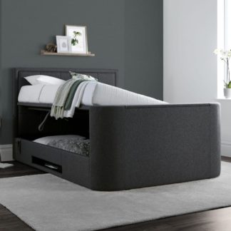 An Image of Eston - King Size - Ottoman TV Bed - Grey - Fabric - 5ft