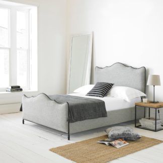 An Image of Cameo Fabric Bed Frame Light Grey