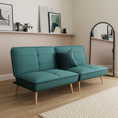 An Image of Frankie Split Flatweave Sofa Bed Teal (Green)