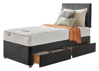 An Image of Silentnight Travis Single 2 Drawer Divan Bed - Charcoal