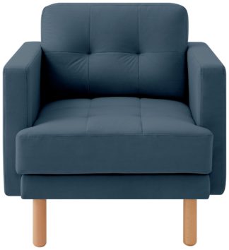 An Image of Habitat Newell Fabric Armchair - Navy