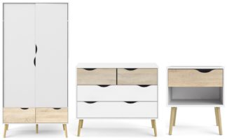 An Image of Tvilum Oslo 3 Piece 2 Door Wardrobe Set - White And Oak