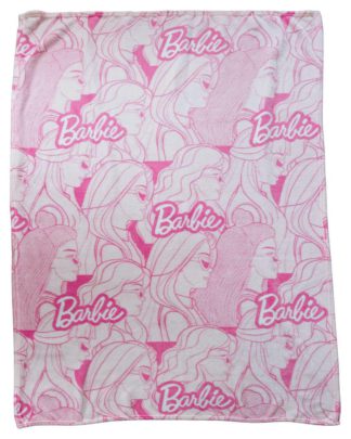 An Image of Barbie Kids Printed Flannel Throw - Pink - 150X100cm