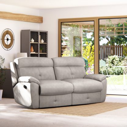 An Image of Abbotsbury 3 Seater Manual Recliner Sofa Chenille Sand