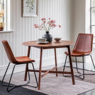 An Image of Mabie Walnut 4 Seater Round Dining Table Walnut (Brown)