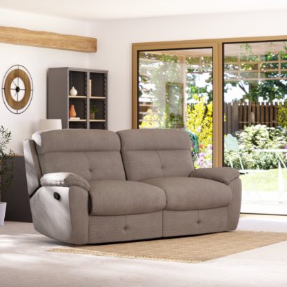 An Image of Abbotsbury 3 Seater Manual Recliner Sofa Chenille Sand