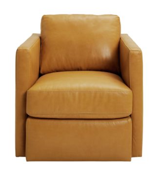 An Image of Habitat Durham Leather Swivel Chair - Tan