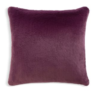 An Image of Habitat Faux Fur Cushion - Plum - 43x43cm