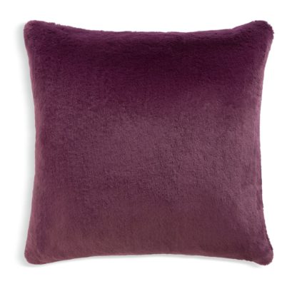 An Image of Habitat Faux Fur Cushion - Plum - 43x43cm