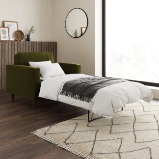 An Image of Zoe Velvet Snuggle Single Sofa Bed Velvet Olive