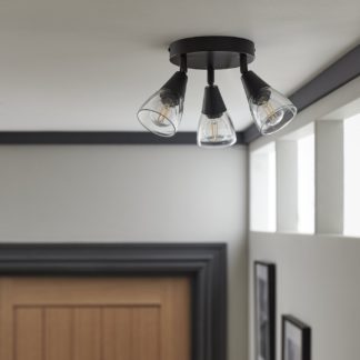 An Image of Argos Home Plate Curico Metal 3 Light Ceiling Light - Black