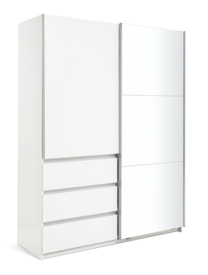 An Image of Habitat Holsted 2 Door 3 Drawer Mirror Wardrobe - White