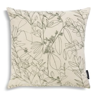 An Image of Habitat Floral Print Cushion - White & Green - 43x43cm