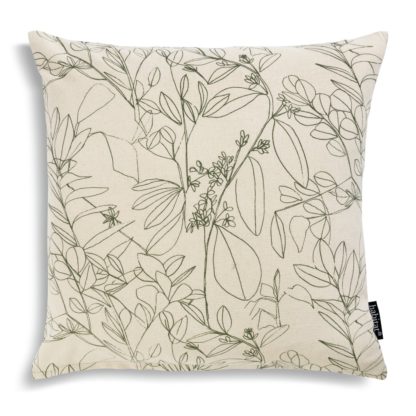 An Image of Habitat Floral Print Cushion - White & Green - 43x43cm