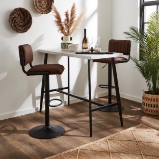 An Image of Rhys Height Adjustable Leather Bar Stool Tan