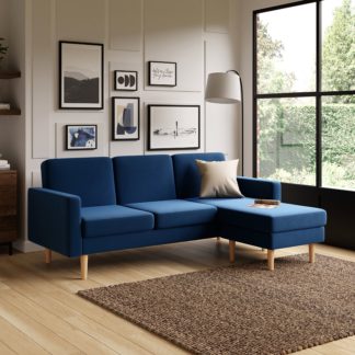 An Image of Jacob Velvet Corner Sofabed Navy