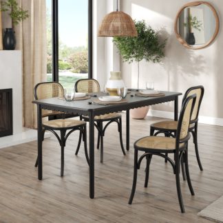 An Image of Remi 6 Seater Rectangular Dining Table, Black Black