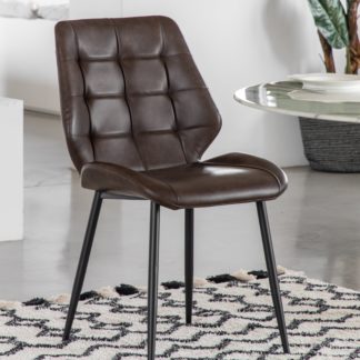 An Image of Set of 2 Mesa Faux Leather Dining Chairs Brown