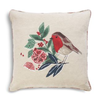 An Image of Habitat Robin Print Cushion - Multicolour - 43x43cm