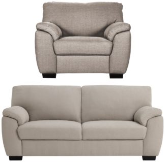 An Image of Argos Home Milano Fabric Chair & 3 Seater Sofa - Natural