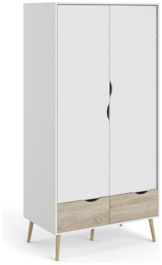 An Image of Tvilim Oslo 2 Door 2 Drawer Wardrobe - White and Oak