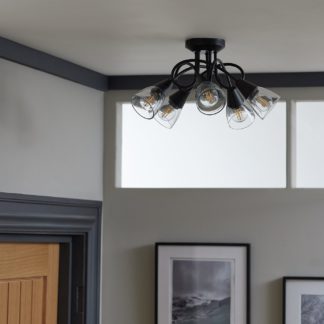An Image of Argos Home Curico Metal 5 Light Flush Ceiling Light- Black