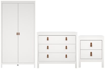 b33b42ee4c71454e5530d676806eac44213bf9beaea60a01aa9d68e8f3c9c1e2.jpg An Image of Tvilum Madrid 3 Piece 2 Door Wardrobe Set - White