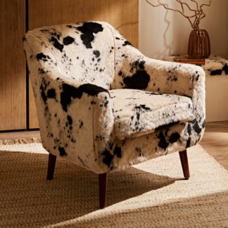 An Image of Eddie Faux Fur Cow Hide Arm Chair Ivory