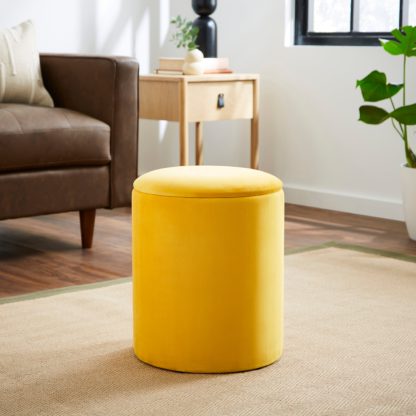 An Image of Plain Velvet Storage Footstool Gold Gold