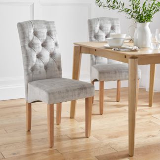 An Image of Darcy Set of 2 Velvet Dining Chairs Velvet Silver