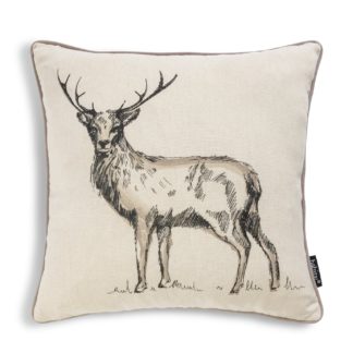 An Image of Habitat Stag Print Cushion - Natural - 43x43cm