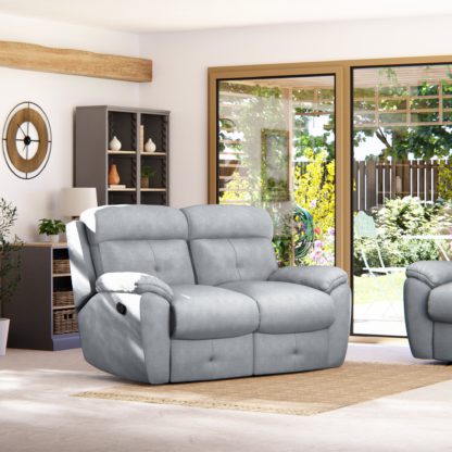 An Image of Abbotsbury 2 Seater Manual Recliner Sofa Chenille Sky