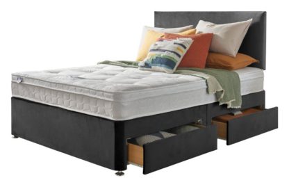 An Image of Silentnight Travis Double Ortho 4 Drawer Divan Bed- Charcoal