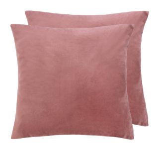 An Image of Habitat Velvet Cushion Cover - Burgundy - 2 Pack - 43X43