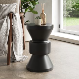 An Image of Niro Indoor/Outdoor Side Table, Black Black