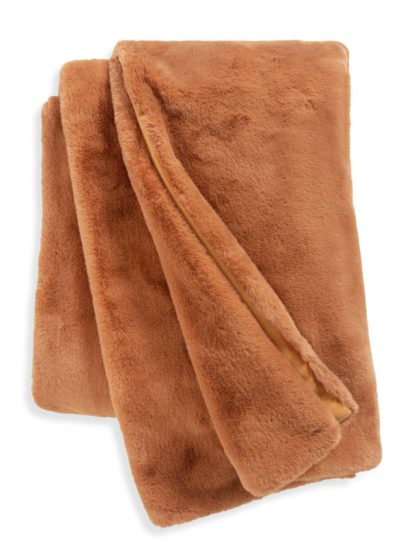 An Image of Habitat Faux Fur Throw - Cinnamon - 125x150cm