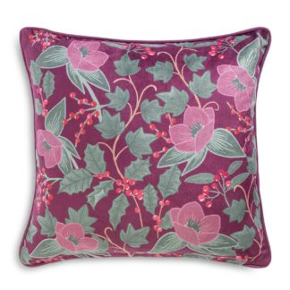 An Image of Habitat Floral Berry Print Cushion - Multicoloured - 43x43cm