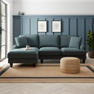 An Image of Beatrice Chunky Chenille Corner Storage Sofa Bed Pacific Blue