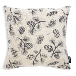 An Image of Habitat Pinecone Print Cushion - Grey - 43x43cm