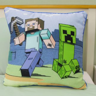 An Image of Minecraft Kids Printed Cushion - Multicoloured - 40X40cm