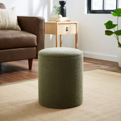 An Image of Plain Sherpa Storage Footstool Ivory